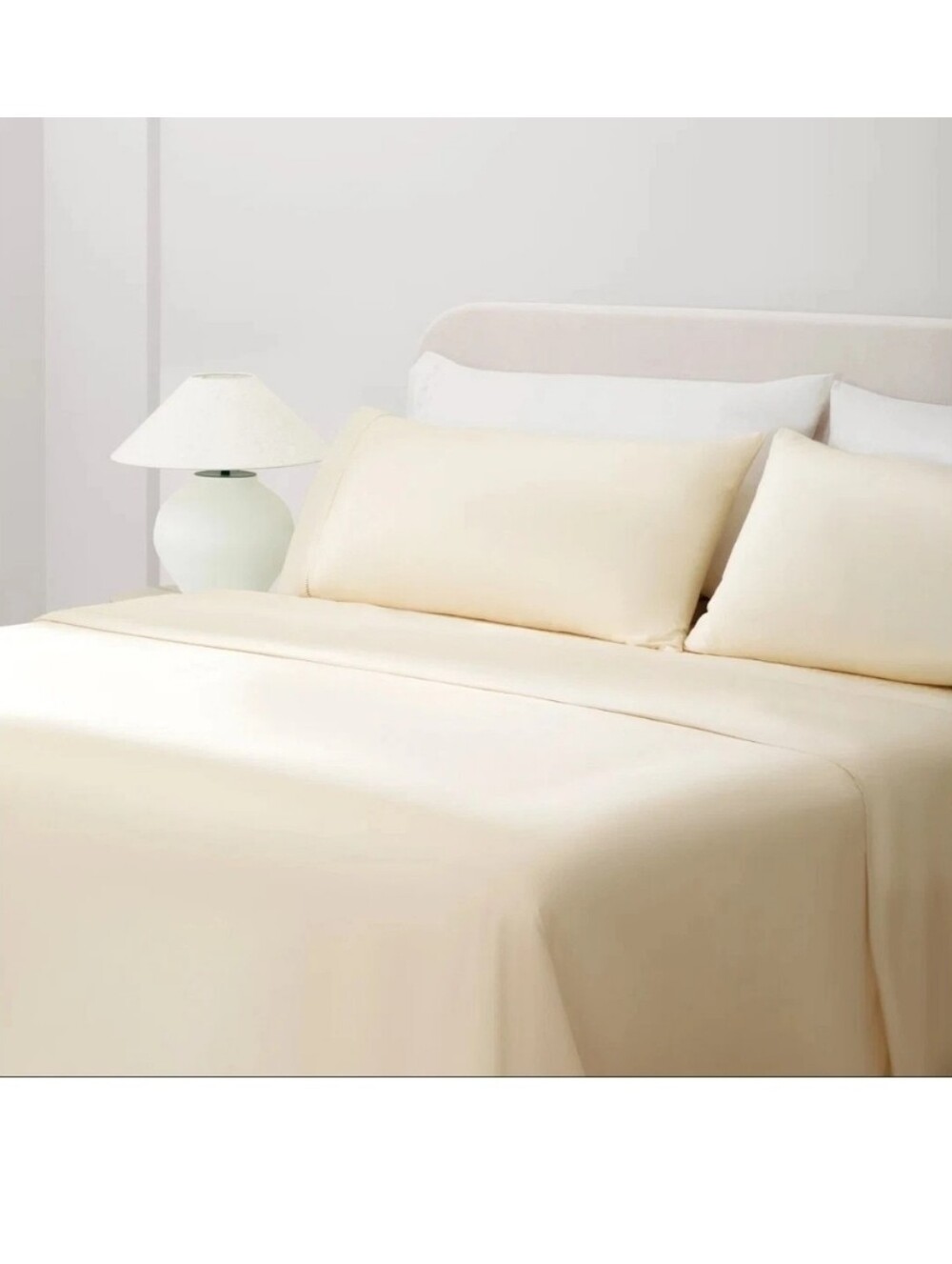 LA JOLIE MUSE King Sheet Set, 100% Cotton Sateen King Ivory Sheets, Luxury